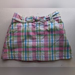 Oshkosh Skirt Girls size 24 mo plaid pink pockets bow W-1